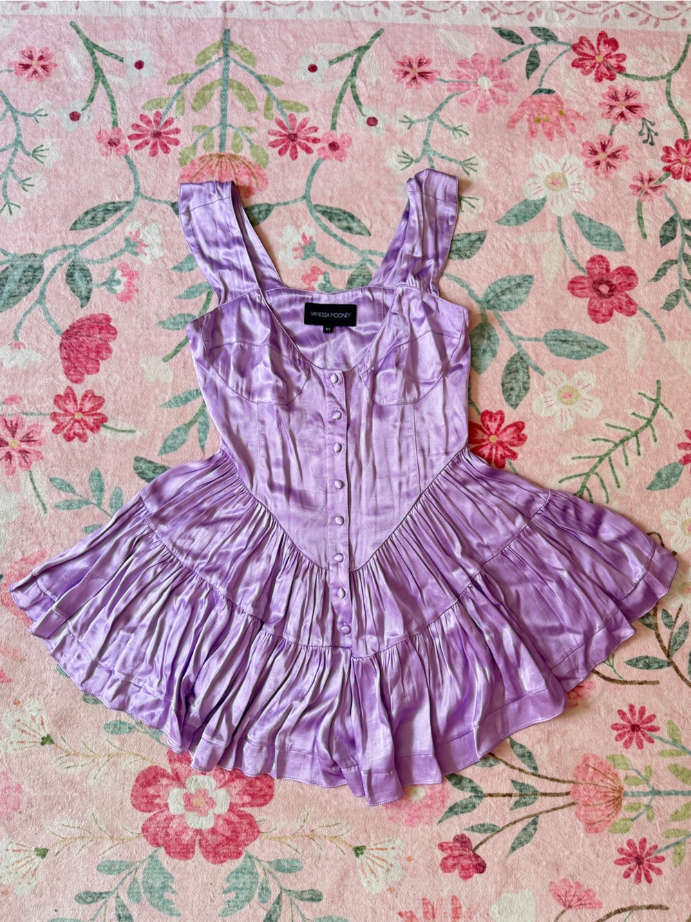 Vanessa Mooney Lilac Ruffled Sundress Romper (with drop basque waist)